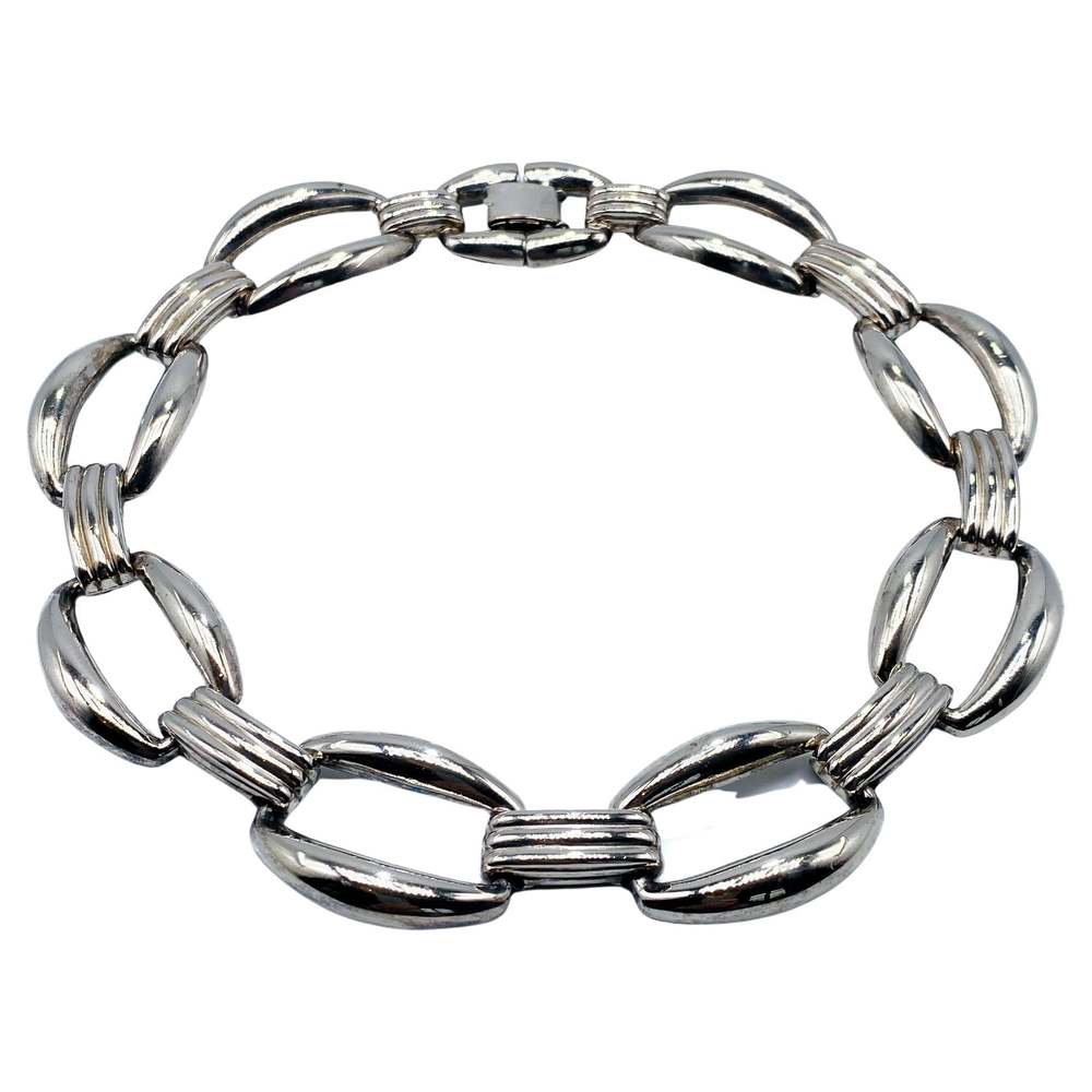 GIVENCHY Vintage 1980s Silver Plated Collar Necklace - Picture 1 of 6